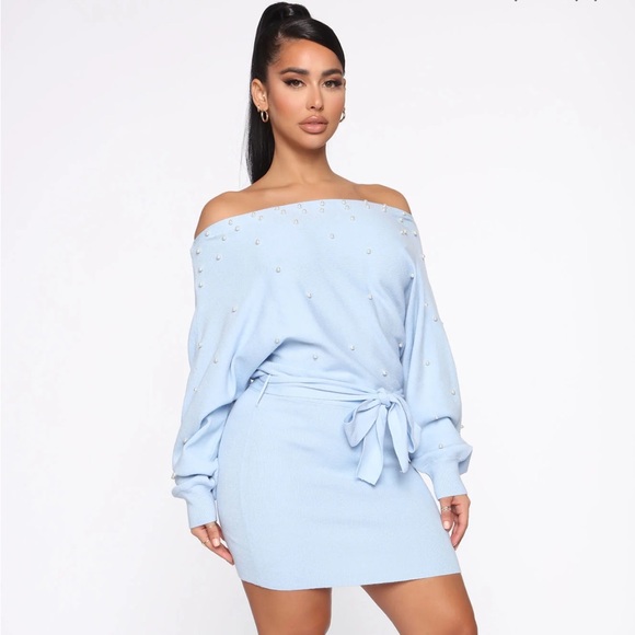 Pearl baby blue sweater dress - Picture 2 of 6